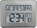 La Crosse Technology C86279 Atomic Full Calendar Clock with Extra Large Digits, Grey, 11.25 in. x 2.10 in. x 12.00 in.