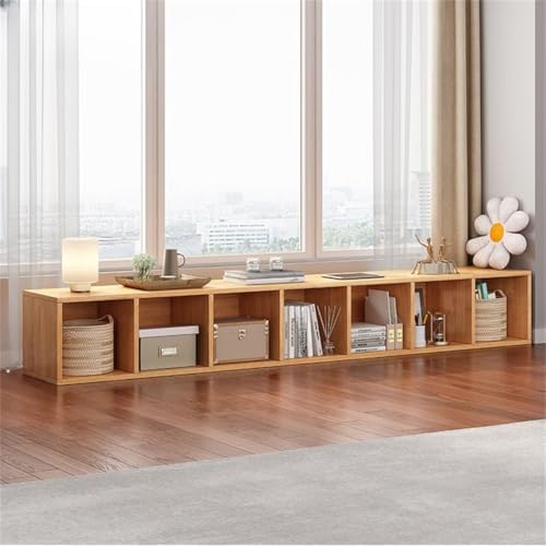 Lateral Filing Lumber Bookshelves Shelves Solid Wood Bookshelf, Floor-standing Storage Rack, Low Bookcase, Cube Storage Unit, Household TV Cabinet, Bay Window Cabinet Natural 88"L x 9"W x 13"H