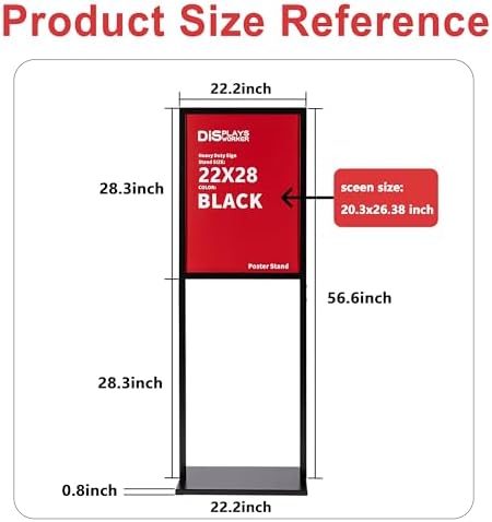 DISPLAYSWORKER Sign holder floor stand, heavy Duty Pedestal poster banner stand for display,22×28 inch slide-in double sided poster sign holder floor standing for board Display (Black, 22×28)