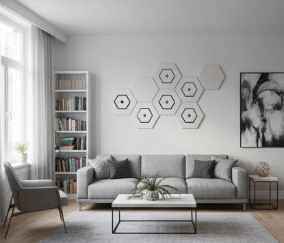 Decorative Wall Acoustic Panel. 12 x 10 x 0.4 inches with an artisan mirror design or floral design (Mirror-Design)