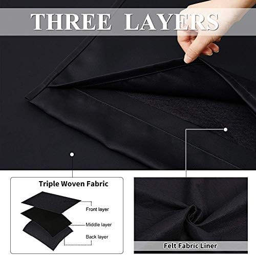 NICETOWN Neighbors Noise, Light & Thermal Blocking Blackout Curtains for Theater, Studio, Room Dividers Curtains, Thick & Heavy-Duty Drapes for Necessary Privacy (52" Wide x 102" Long, Black, 2 PCs)