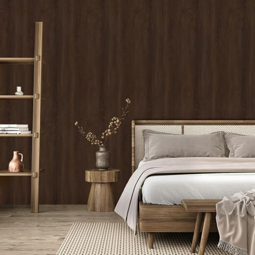 Abyssaly Wood Contact Paper, Brown Walnut Wood Grain Peel and Stick Wallpaper for Countertops, Self Adhesive Removable Wood Viny Film Easy to Clean for Cabinets Desks and Drawers15.7 X 236"
