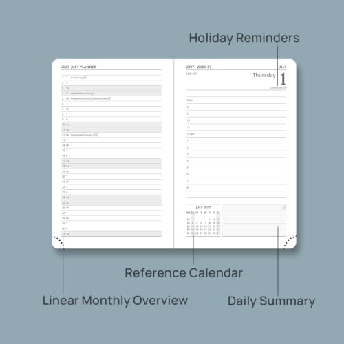 POPRUN 2027 Pocket Daily Planner One Page Per Day, 4.25"x6.25",Day Planner