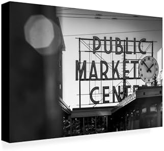 Wrapped Canvas Wall Art - Yale Gurney 'Pike Place Market' Wall Art for Living Room, Bedroom, or Office Décor - 12x19