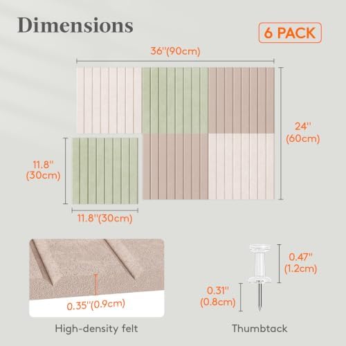 Lifewit Large Felt Bulletin Board with Self-Adhesive 36" x 24"- 6 Pack
