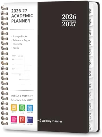 Planner 2026-2027, Weekly and Monthly Academic Planner, July 2026 - June 2027, Hardcover Calendar Agenda Book for School Year Planning, School Supplies for Teacher and Student, A5(6.3'' x 8.5'')