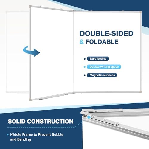 Double-Sided White Board Dry Erase Magnetic Whiteboard Wall 72x40 Foldable