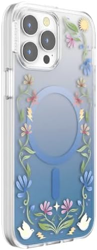 PopSockets iPhone 13 Pro Max Phone Case with MagSafe, Wireless Charging Compatible, Disney - Boho Wildflowers Blue