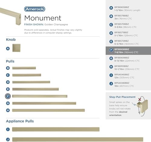 Amerock 7-9/16" Monument Golden Champagne Drawer Pull