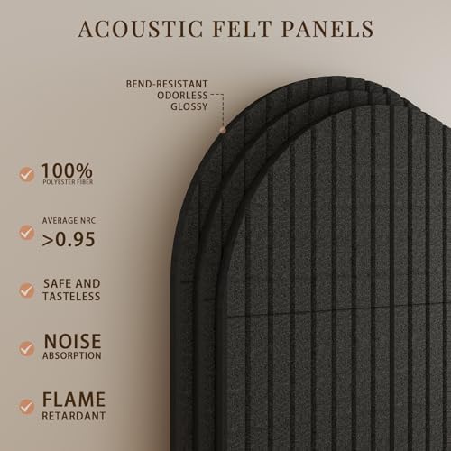 JBER Large Arched Felt Bulletin Board 36" x 24", 6 Pack, Black