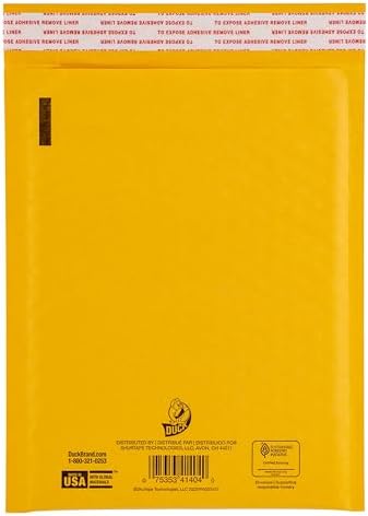 Duck Brand #0 Kraft Bubble Mailer, Manila, 6 inch x 9 inch, 25 Pack