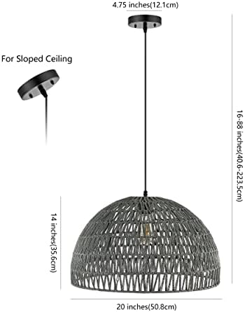 JONATHAN Y Campana 1-Light Pendant Dome Ceiling Lamp, 20", Gray