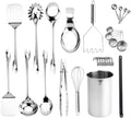 COOK WITH COLOR Kitchen Utensil Set - premium Nonstick & Heat Resistant Kitchen Gadgets, Turner, Spaghetti Server, Serving Spoons, Whisk, Tongs, Masher & Utensil Holder, 28-piece Stainless Steel