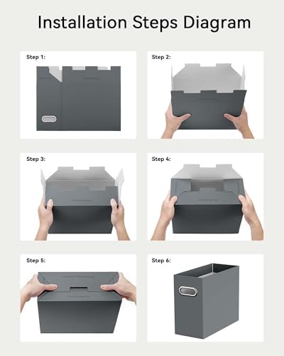 Oterri Portable Collapsible Cardboard File Box with Handle for Letter-Size | 8-Pack. Stainless Steel Handle. Label Stickers Included. Fits Letter Folders (Not Included). Home, Office, School, Dorm, Tax.