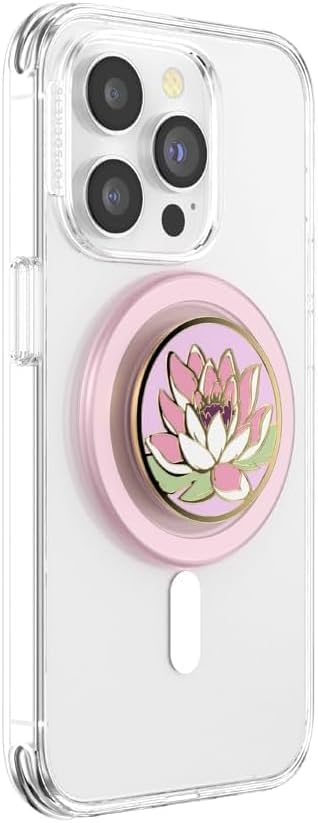 PopSockets Phone Grip for MagSafe, Magnetic Holder- Water Lily | Removable, For Kindle / Android / iPhone, With Magnet, Light Pink, Electronic Accessories, For iPad/Kindle/iPhone/Android