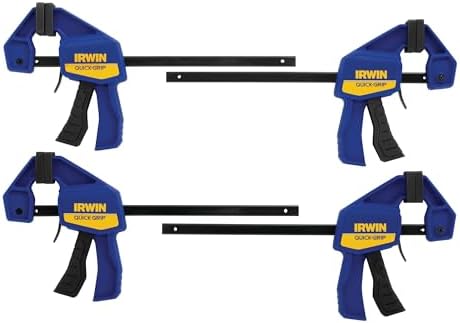 IRWIN Quick-Grip 1964758 One-Handed Mini Bar Clamp 4 Pack, 6", Blue