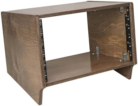 Sound Town DIY 6U Angled Desktop Turret Studio Rack with Solid Baltic Birch Plywood, Weathered Brown, Assembly Required (SDRK-Y6SLB)