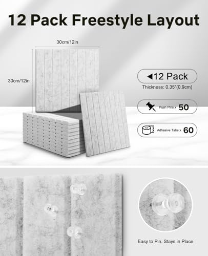 48" x 36" Large Cork Bulletin Board Tiles, Peel and Stick Felt Wall Panels for Vision, Message Center, Picture and Prayer Board for Office, Dorm, Room and Desk Decor(Gray)