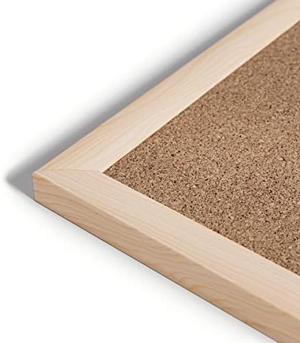 U Brands Cork Bulletin Board, 36" x 24" Inches, Light Birch Wood Frame