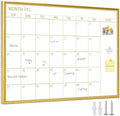 Gold Dry Erase Calendar Whiteboard for wall-18 x24’’,Portable Aluminum Frame,Magnetic Calendar White Board,Wall Planner Dry Erase Board for Office, Kitchen, School, Home-GG-4560