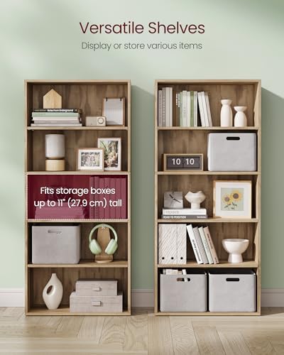 VASAGLE 5-Tier Bookshelf, Storage Organizer, 23.6 x 9.4 x 52.8 Inches