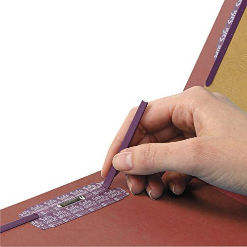 Smead End Tab Pressboard Classification File Folder, 3 Dividers, Red