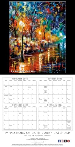 Impressions of Light 2027 Wall Calendar, 16-Month Fine Art Calendar by Leonid Afremov, 12" x 12"