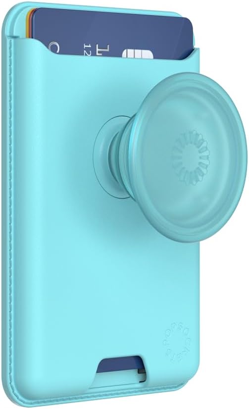 PopSockets Phone Wallet for MagSafe with Grip- Butterfly Pea Blue | PopWallet, Holds 3 Cards, Magnetic, Removable, Secure, Light Blue, Baby, Winter, Snowflake