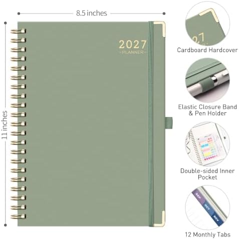 RETTACY 2027 Planner, Weekly and Monthly, Large Size (8.5" x 11")
