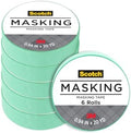 Scotch Expressions Masking Tape, .94 in x 20 yd, 6 Rolls, Mint Green
