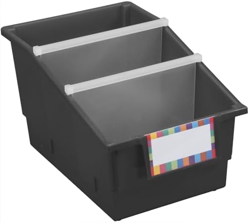 Really Good Stuff Black Chapter Book Classroom Library Bins with Dividers