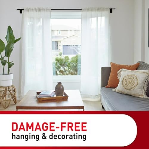 Command Medium Black Curtain Rod Hooks, 4 Hooks, 12 Strips