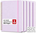 5 Pack Hardcover Spiral Notebooks, 8.3" x 6.3" Lined Journal Set, 100 GSM Bleed-Resistant Paper, 200 Pages Twin-Wire Bound Notebook with Elastic Band & Category Stickers for Office, School