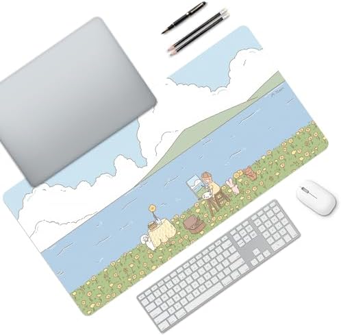 Green Blue Nature Desk Mat Large Gaming Mouse Pad Cozy