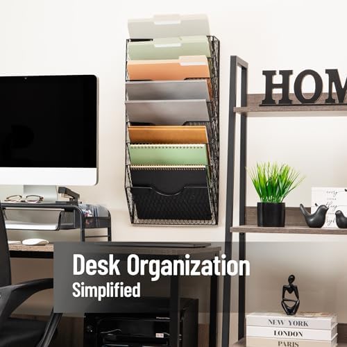 Mind Reader Wall Mounted File Organizer, Black