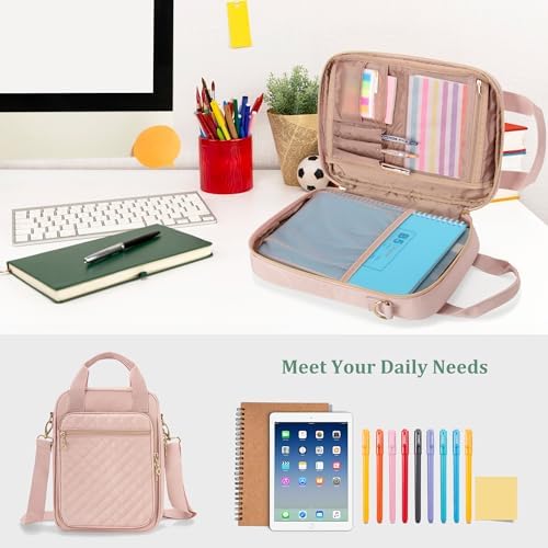 Teamoy Journal Supplies Storage Case, Planner Bag with Pen Slots, Pink