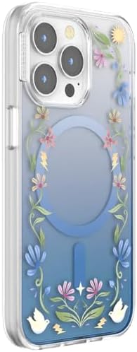 PopSockets iPhone 13 Pro Phone Case with MagSafe, Wireless Charging Compatible, Disney - Boho Wildflowers Blue