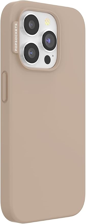 PopSockets iPhone 15 Pro Phone Case with MagSafe- Latte | Magnetic, Wireless Charging, Camera & Drop Protection, Brown, Plain, Cream, Beige, Summer Spring