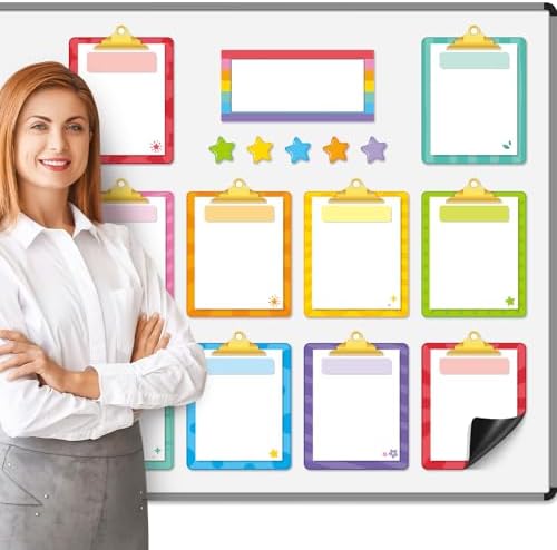 16 Pcs Magnetic Write Wipe Organization Chart, Colored Folders
