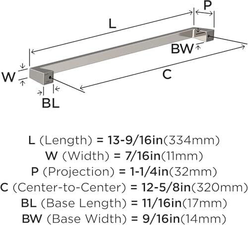 Amerock 12-5/8" Blackrock Polished Nickel Drawer Pull