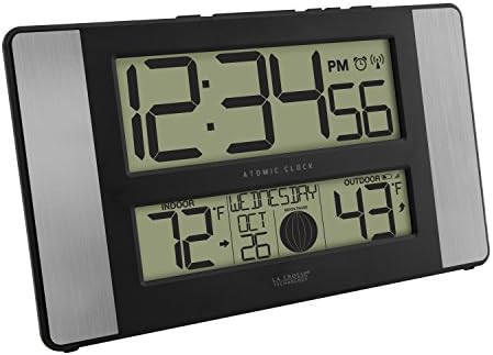 La Crosse Technology 513-1417AL-INT Atomic Clock w Outdoor Temp, Grey/Black