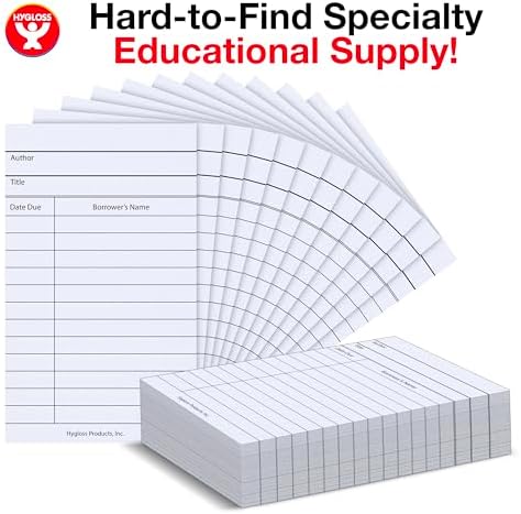 Hygloss Library Checkout Cards for Traditional Book Pockets and Classroom Organization - Vintage Style White Due Date Tracking, 3x5 Inch, 50 Pack