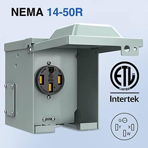Nilight 50AMP RV EV Power Outlet Box 125/250V ETL Listed 14-50R Receptacle