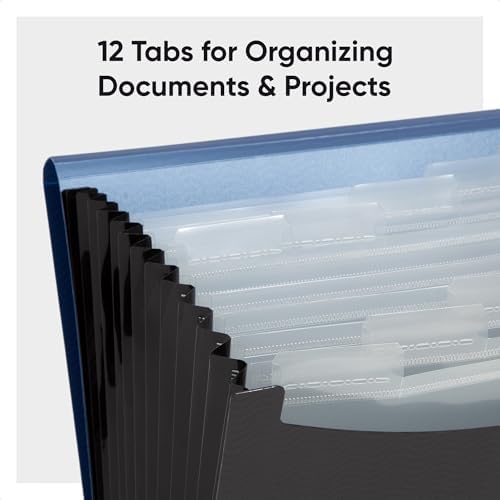 Smead Accordion File Organizer, Document Folder, 12 Divider, Blue/Black