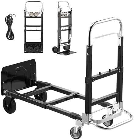 VEVOR 2 in 1 Folding Hand Truck, 500 lbs Load Capacity, 4-Wheel Mode Dolly