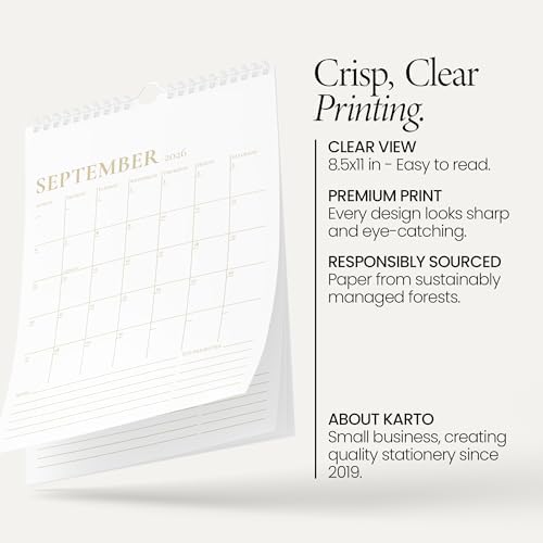 Karto Wall Calendar 2026-2027 8.5x11 in - Golden