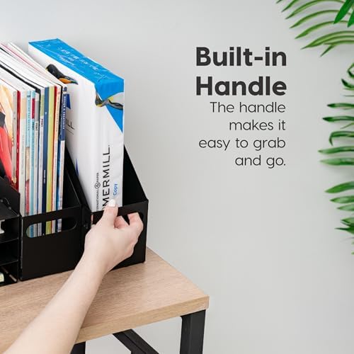 IRIS USA 6-Pack Magazine Holder Organizer, Black | Organize classroom papers, folders and reading materials with compact storage for teachers, schools and educators