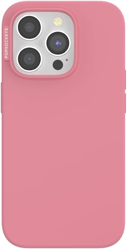 PopSockets iPhone 15 Pro Phone Case with MagSafe- Putty | Magnetic, Wireless Charging, Camera & Drop Protection, Pink, Winter, Snowflake