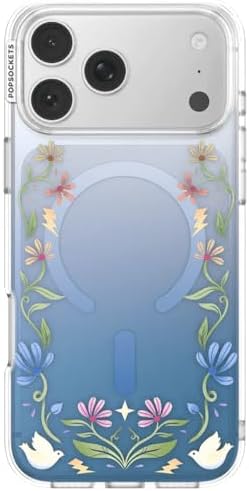 PopSockets iPhone 17 Pro Max Phone Case with MagSafe, Wireless Charging Compatible, Disney - Boho Wildflowers Blue