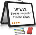 Small Dry Erase White Board Double-Sided Magnetic Portable White Board Desktop Foldable Tabletop Whiteboard Easel for Home, Office, Classroom